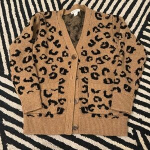 Crew Cuts Leopard Button Down Sweater Size 6/7 Small